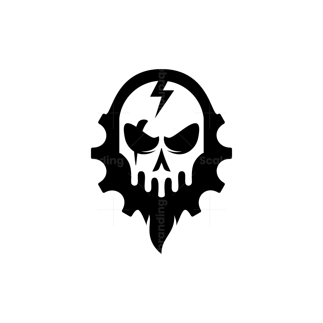 Iconic Bearded Skull Gear Logo | Scalebranding
