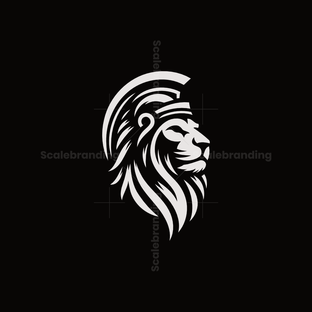 Great Spartan Head Lion Logo Design, image size:1080x1080