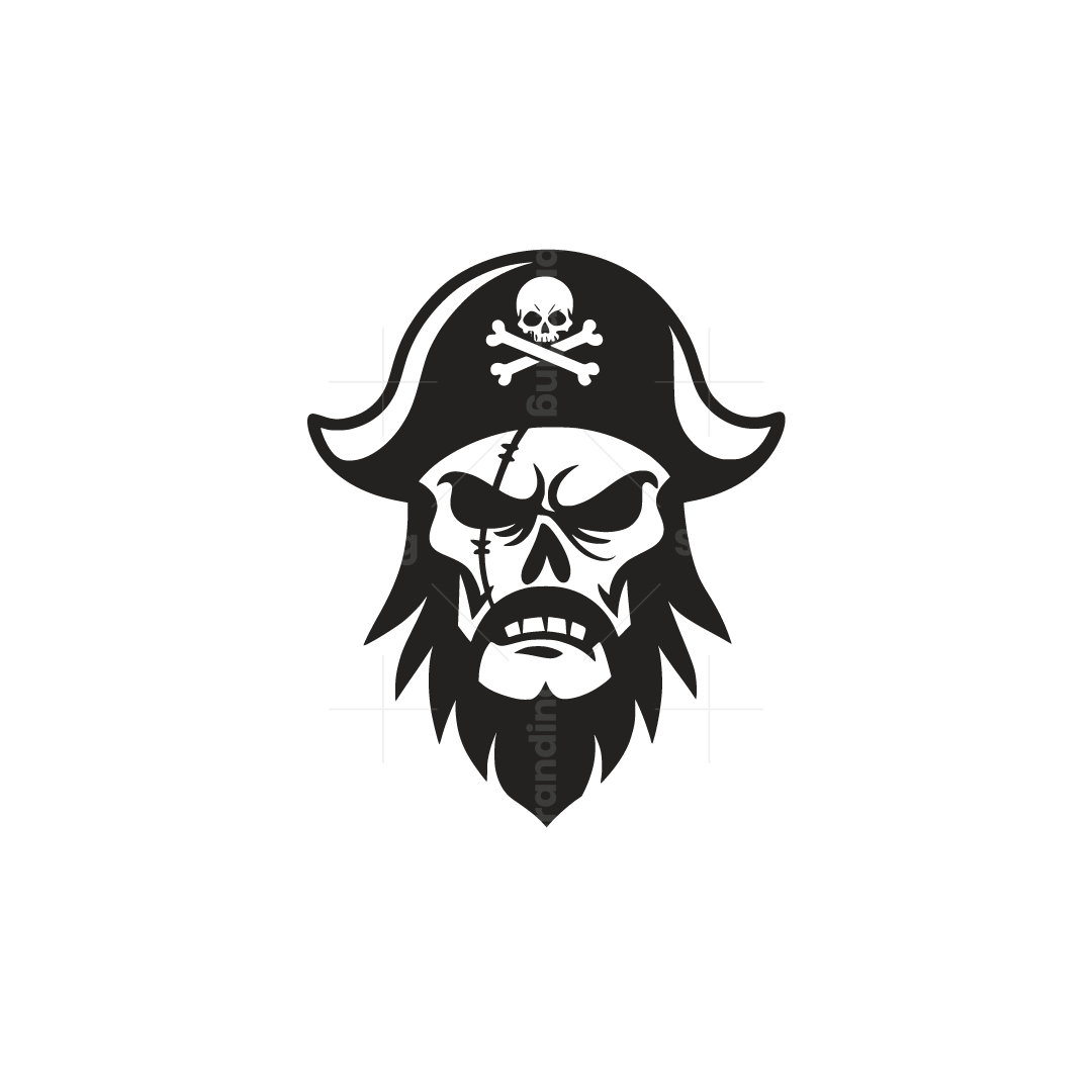 Classic Pirate Skull with Crossbones Hat logo, image size:1080x1080