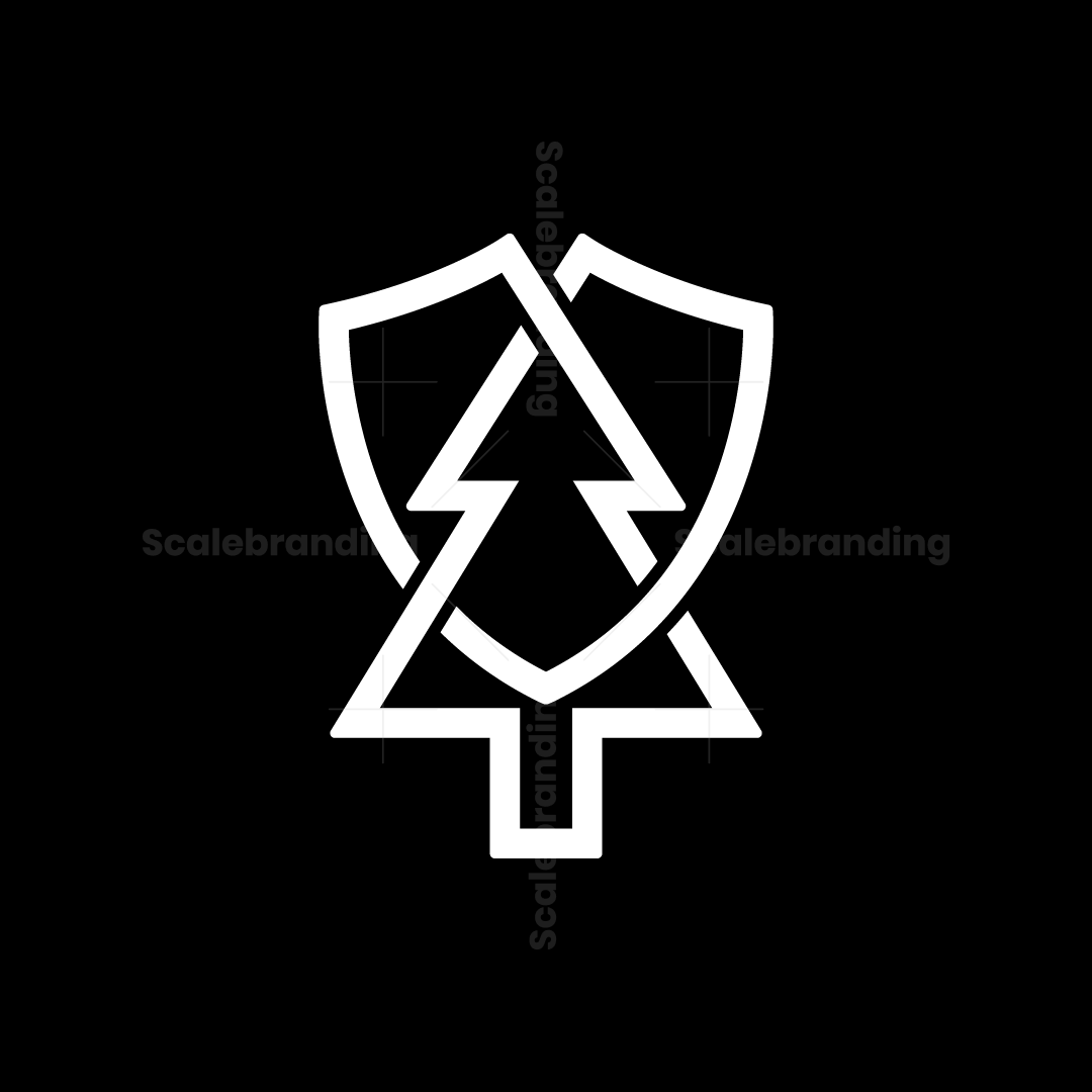 Modern Pine Tree With Shield Logo | Scalebranding