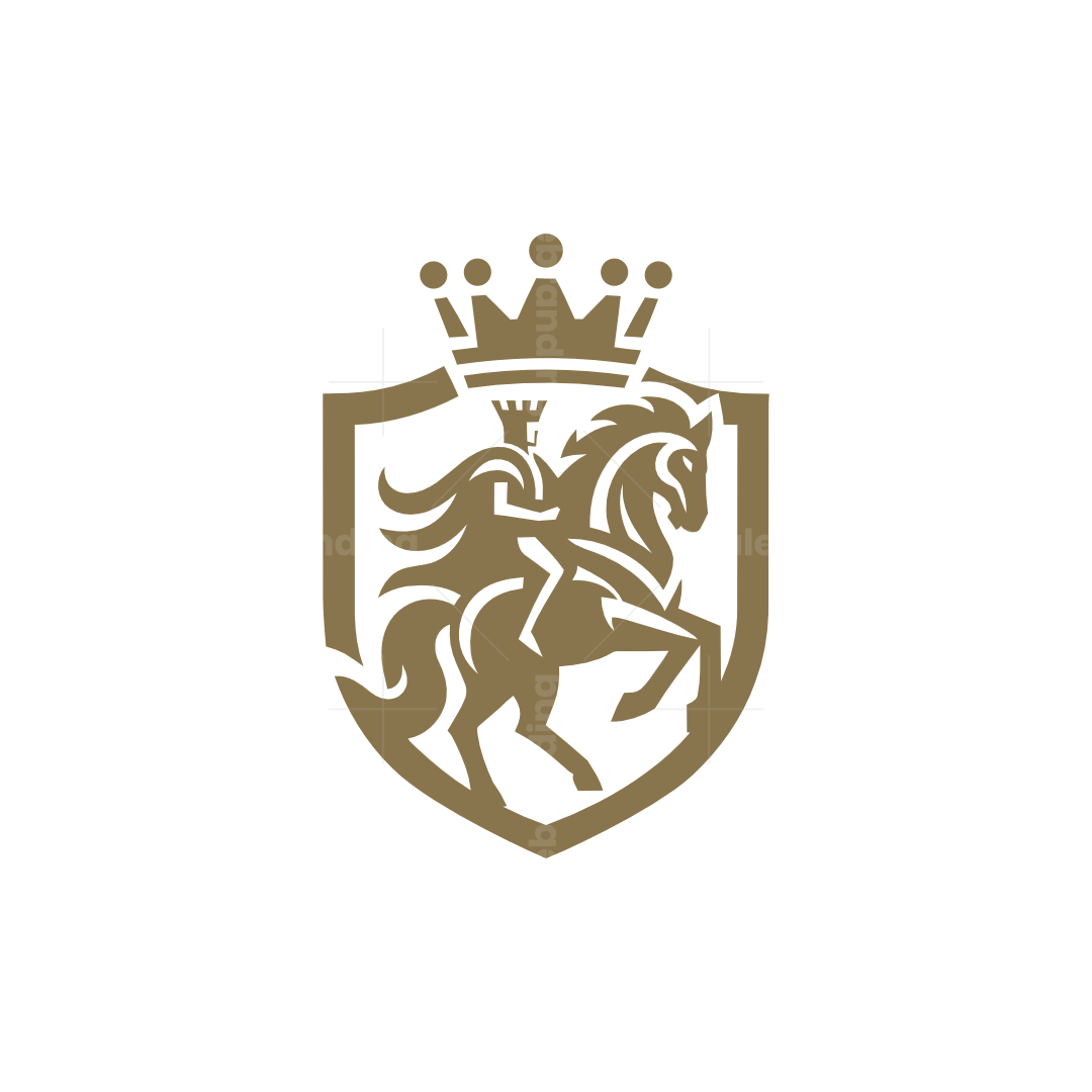 Shield And Crown Logo Vintage Emblem With Shield And Crown Stock