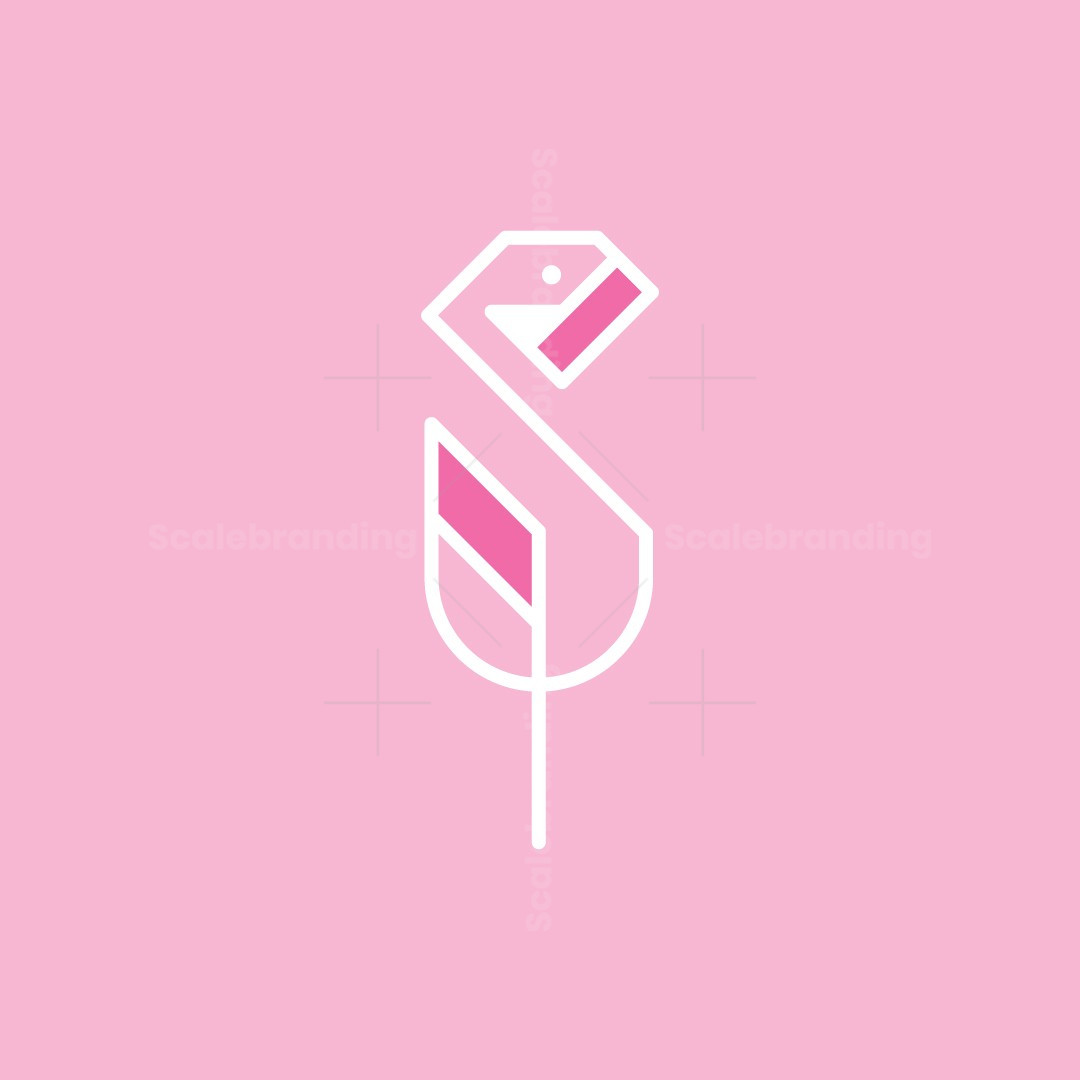 Diamond Shaped Flamingo Bird Beak Logo | Scalebranding