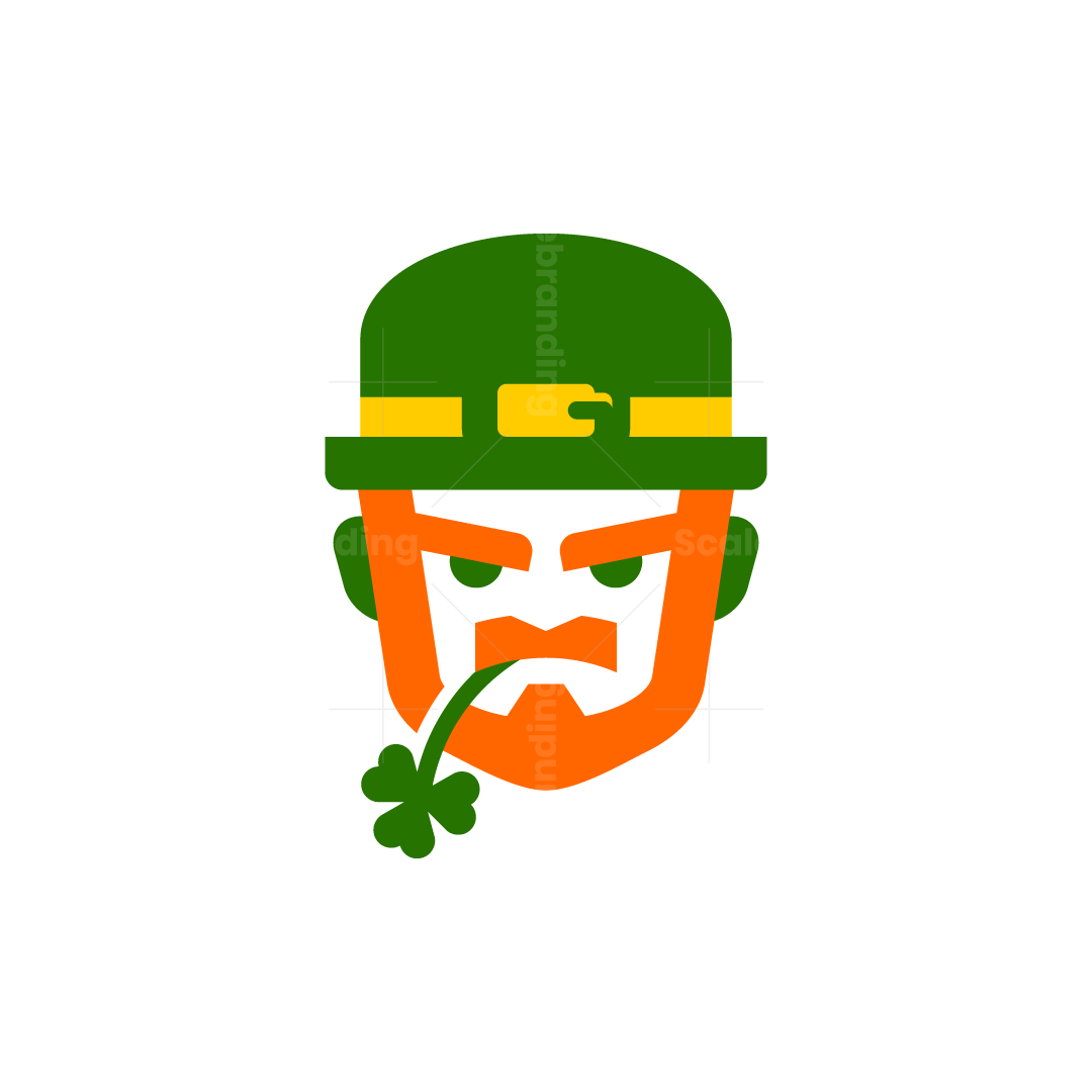 Simple mascot playful Irish leprechaun flat face angry logo | Scalebranding, image size:1080x1080