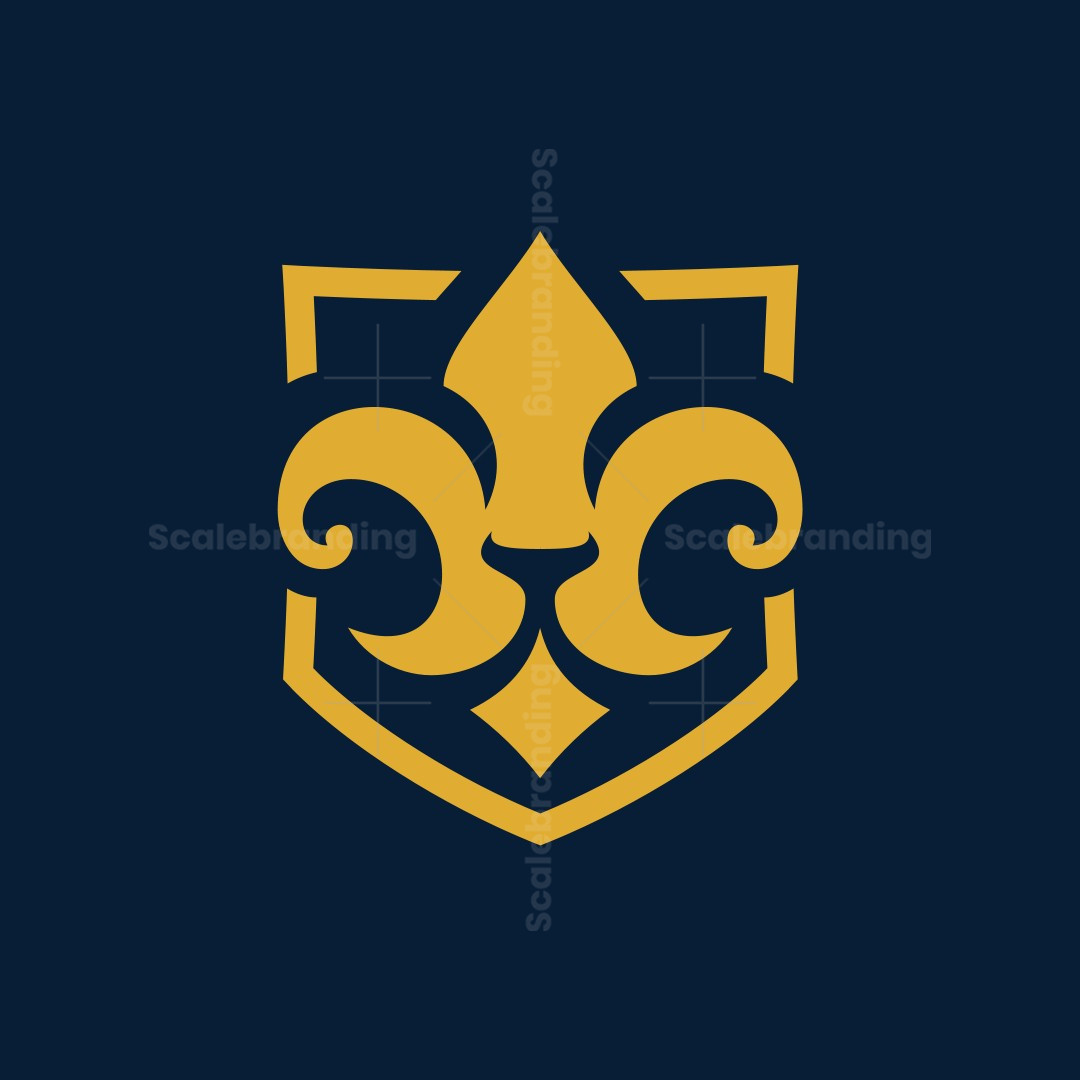 Medieval Lily Lion Heraldry Logo, image size:1080x1080