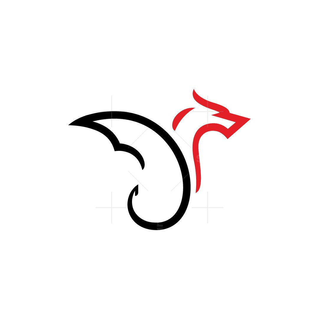 Black Red Simple Dragon Logo Flying Dragon Logo | Scalebranding