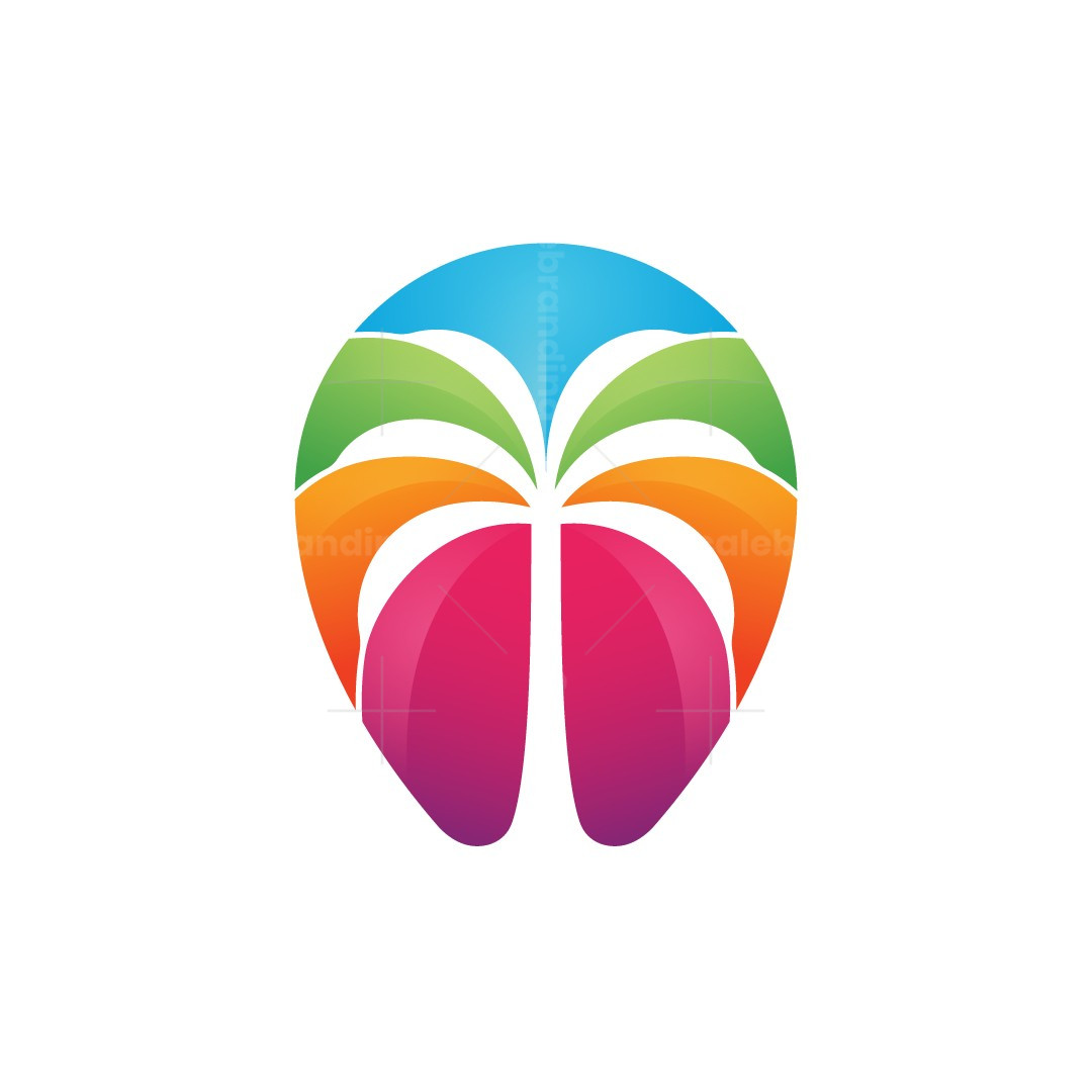 Colorful Palm Tree Logo Coconut Tree Logo Design Vector Illustration