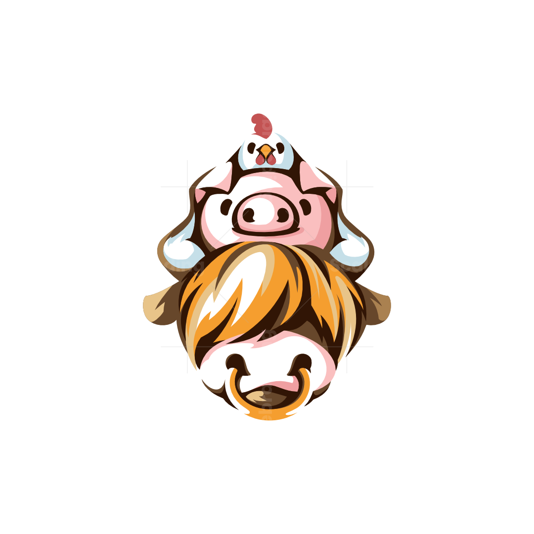 Cute Funny Animal Farm Logo, image size:1080x1080