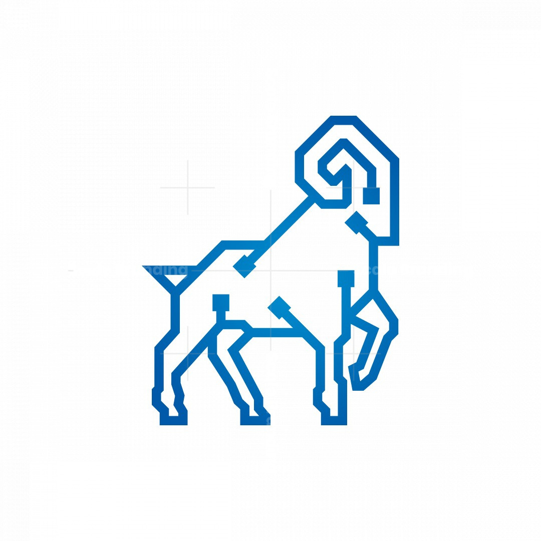 Technology Bighorn Sheep Logo Blue Cyber Ram Logo, image size:1080x1080
