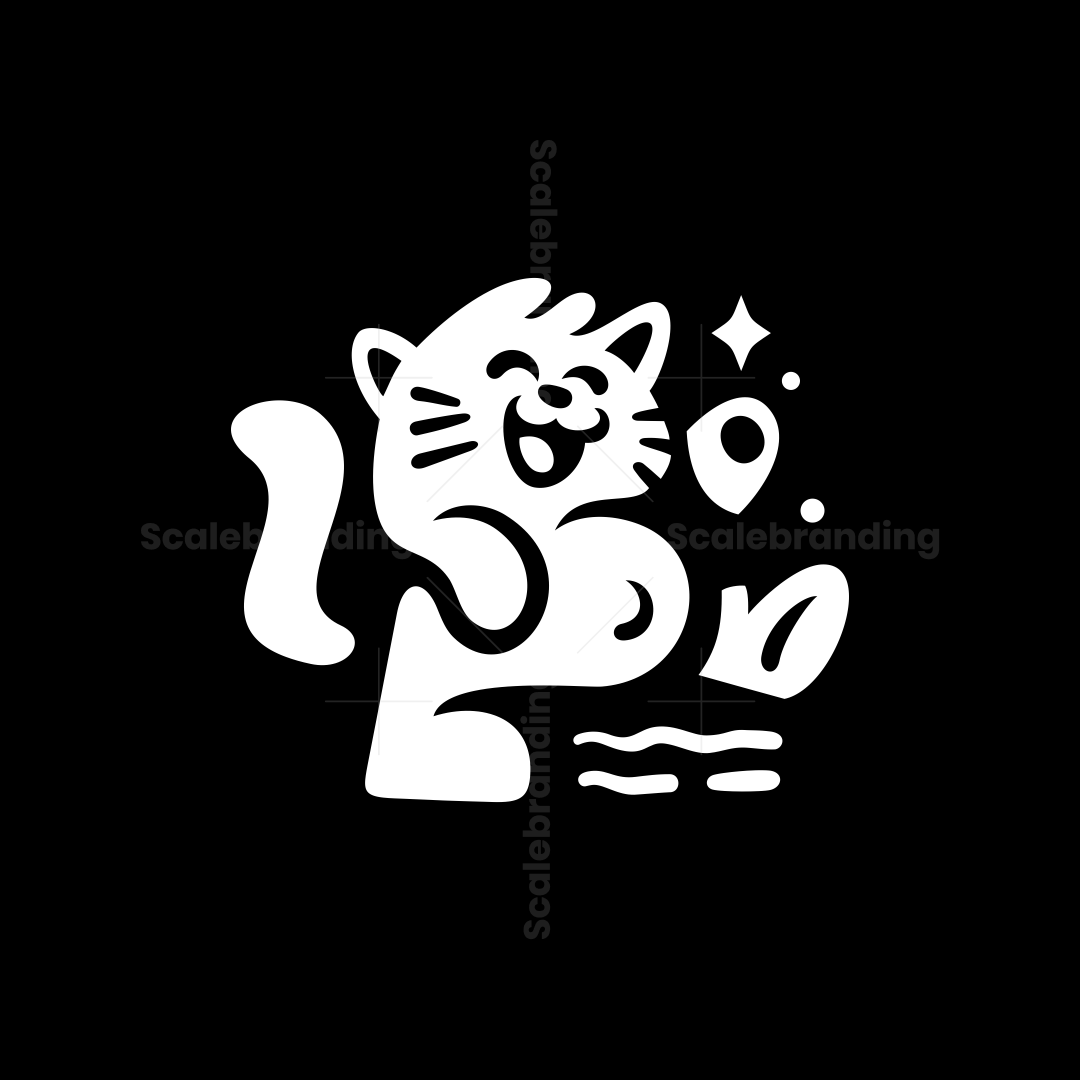 Cute Cheerful Dancing Cat Logo | Scalebranding