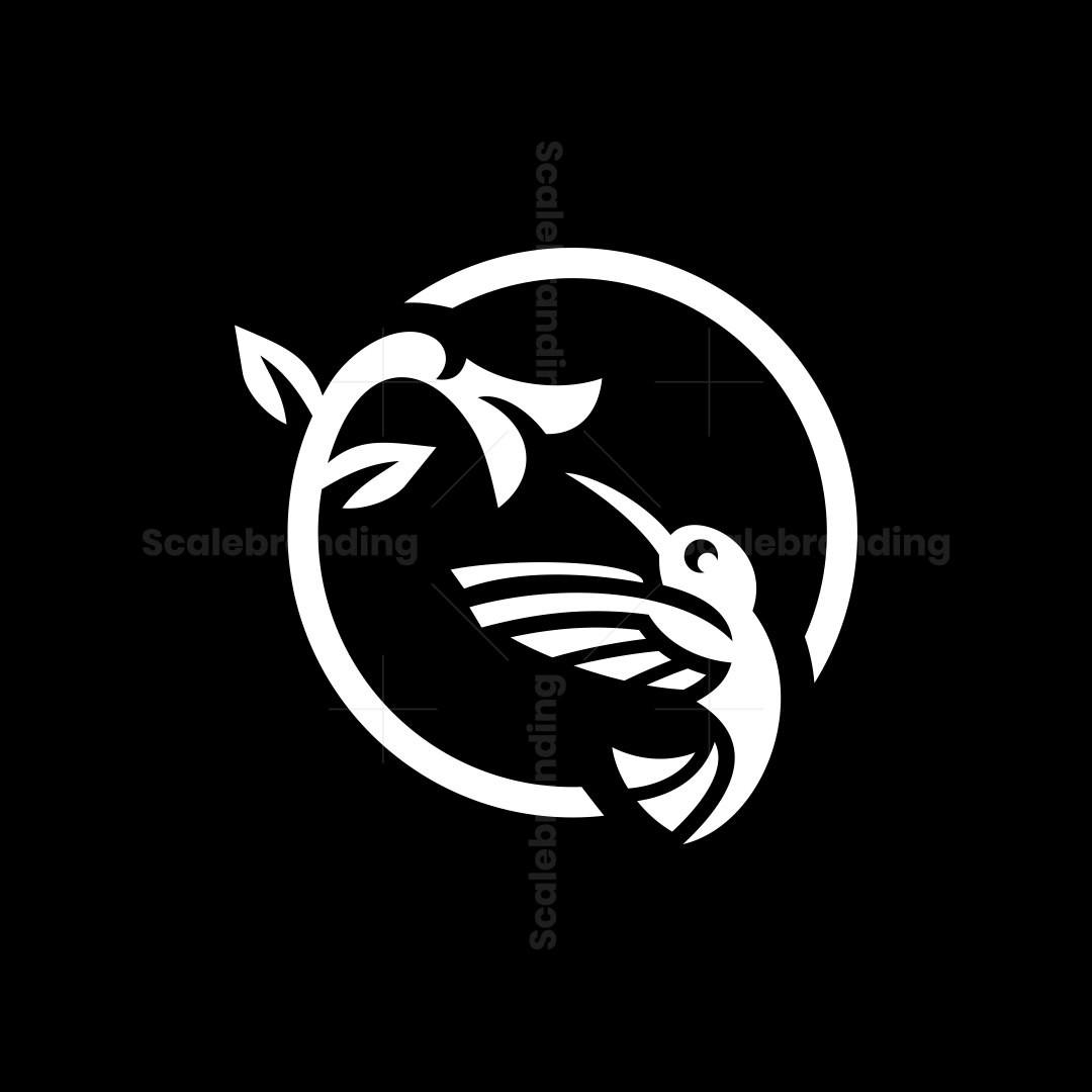 elegant Hummingbird and Flower Circle Logo | Scalebranding