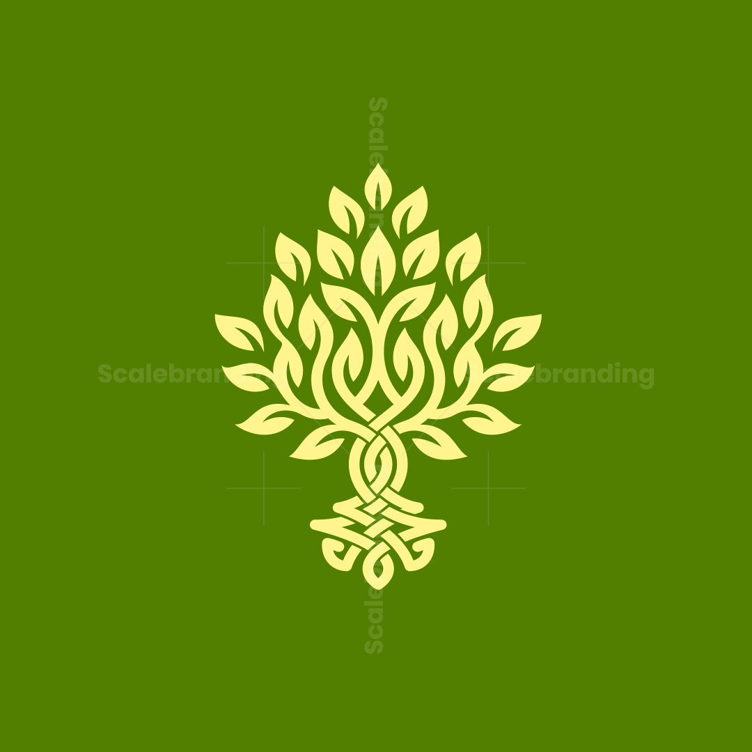 Elven wood Tree Line Green Logo, image size:1080x1080