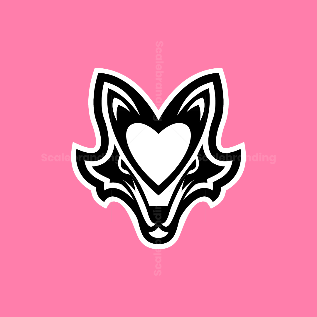 Fox Head and Love Combination Logo, image size:1080x1080