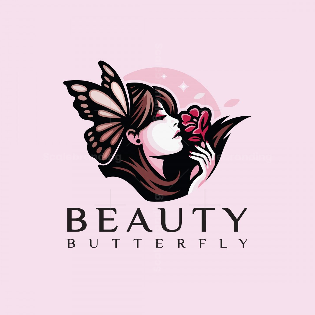 Girl Butterfly Beauty Logo, image size:1080x1080