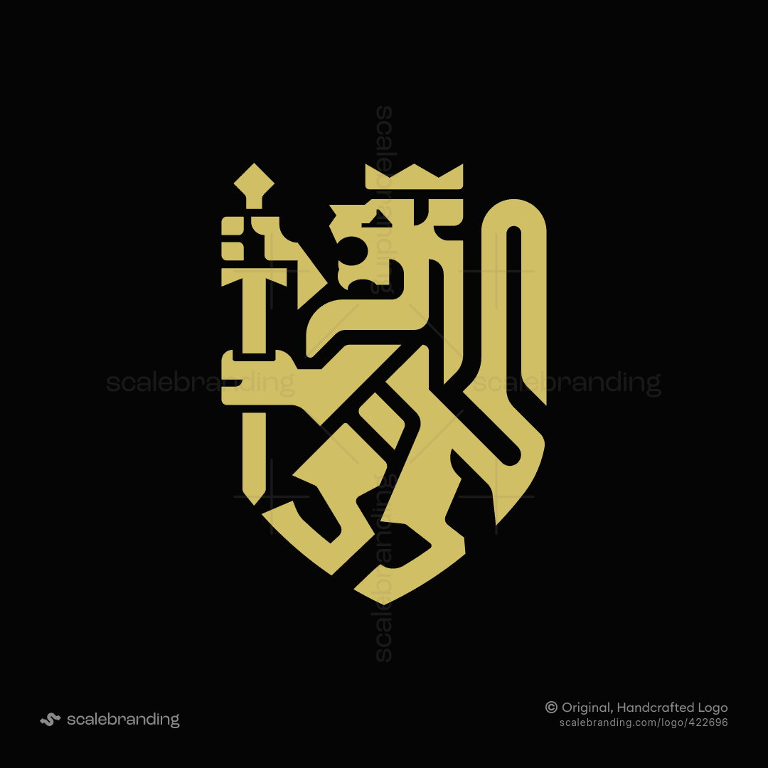 modern heraldic lion shield sword logo | Scalebranding