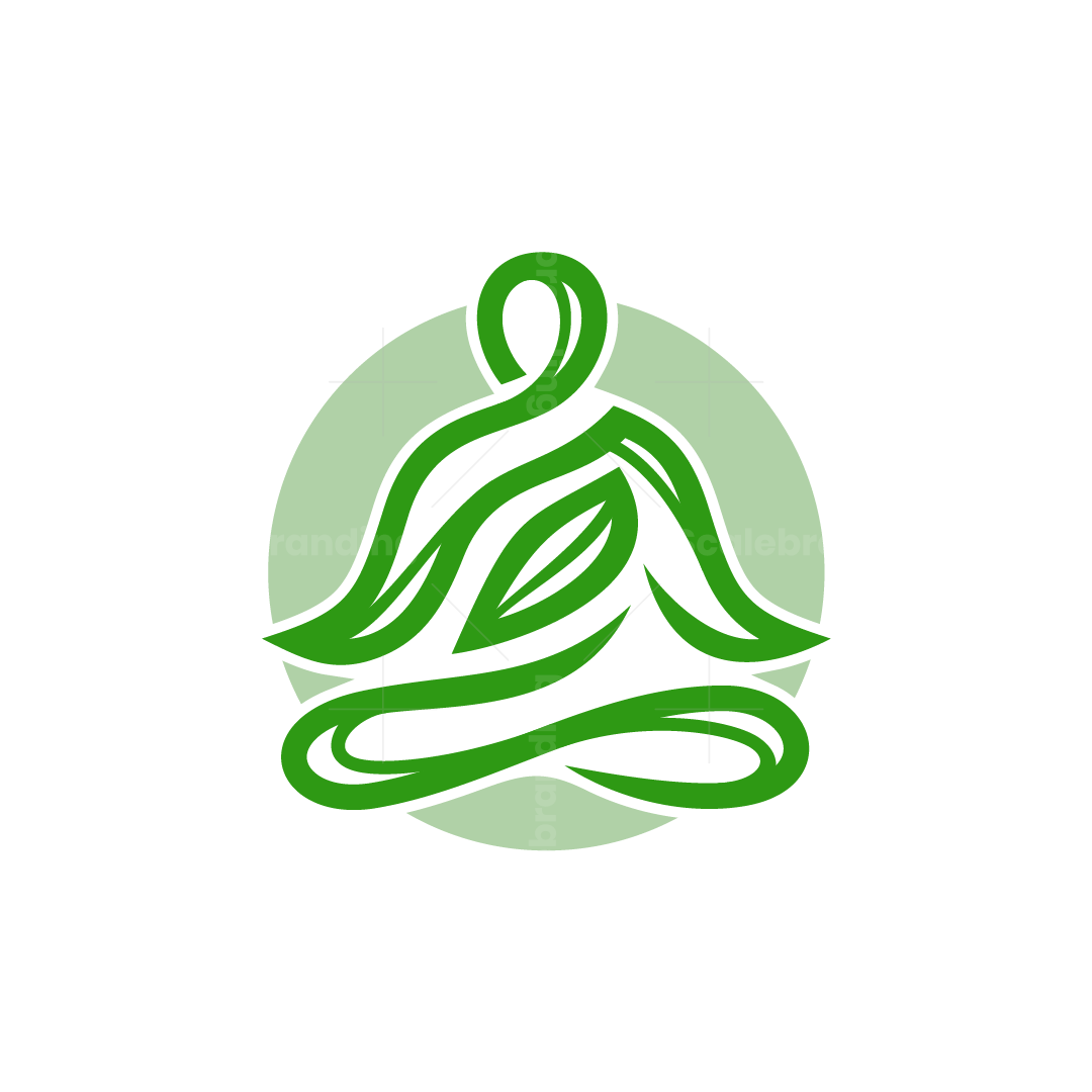 Stylized green logo meditative natural yoga, image size:1080x1080
