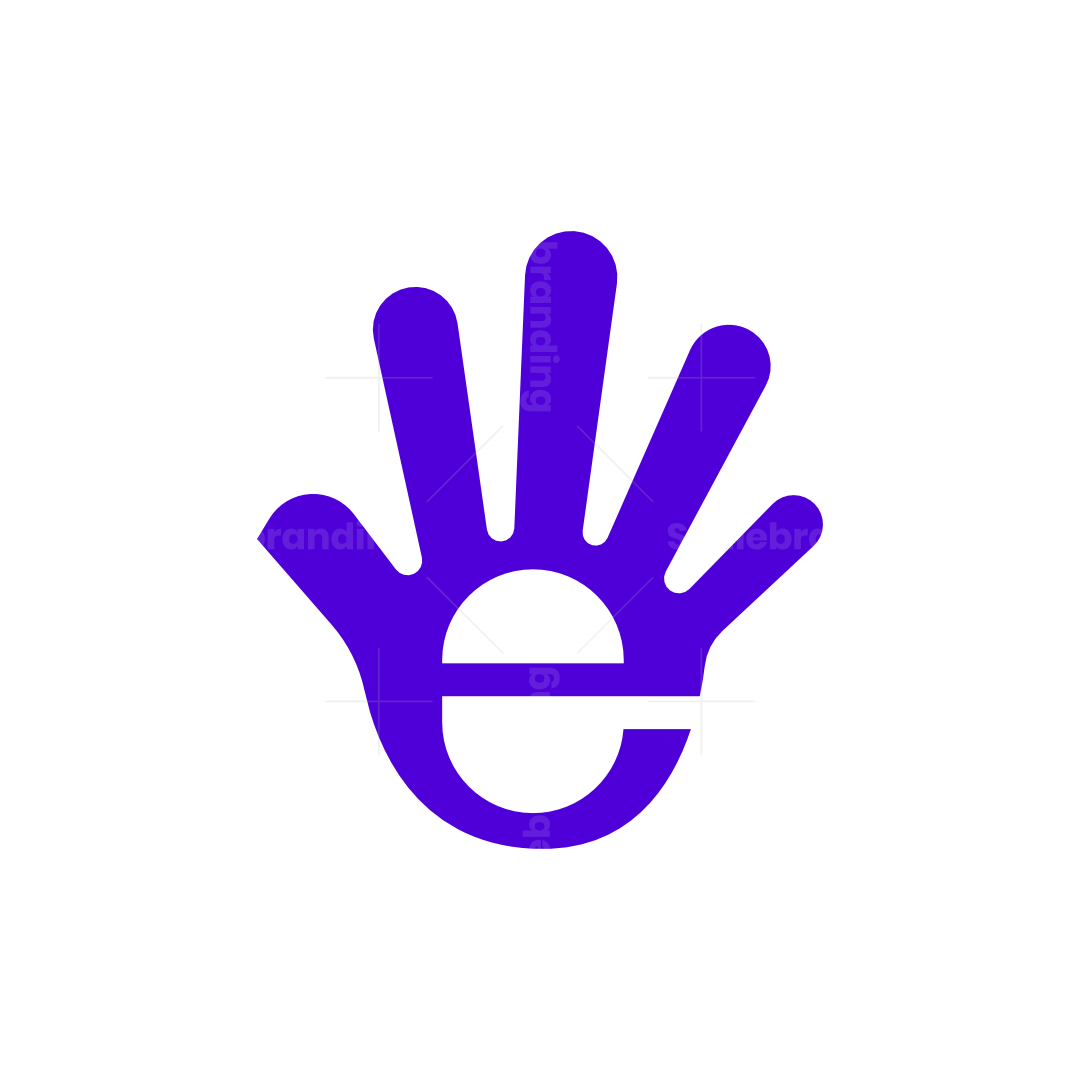 Letter E High five hand logo, image size:1080x1080