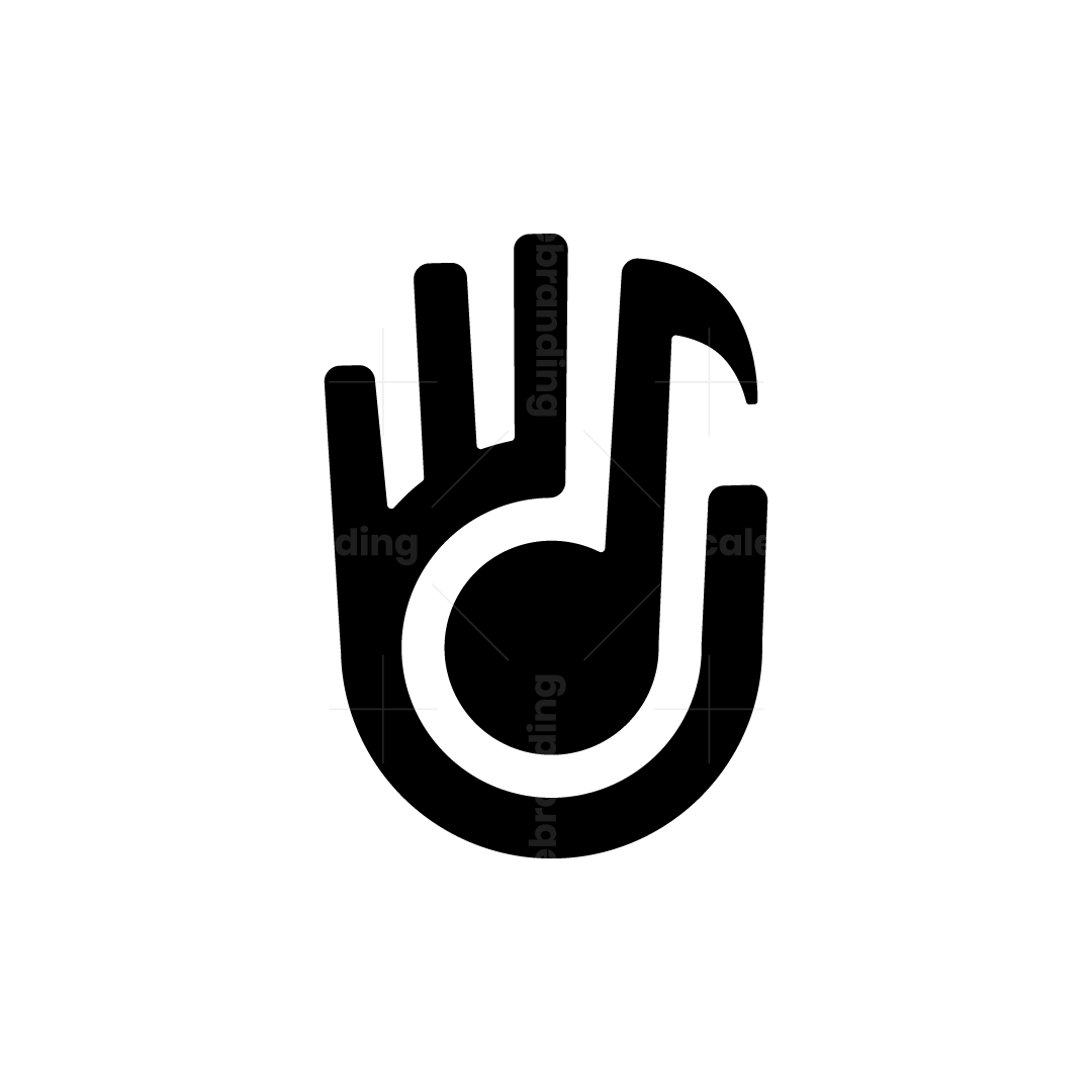 Hello Music Notes High Five Hand Logo, image size:1080x1080