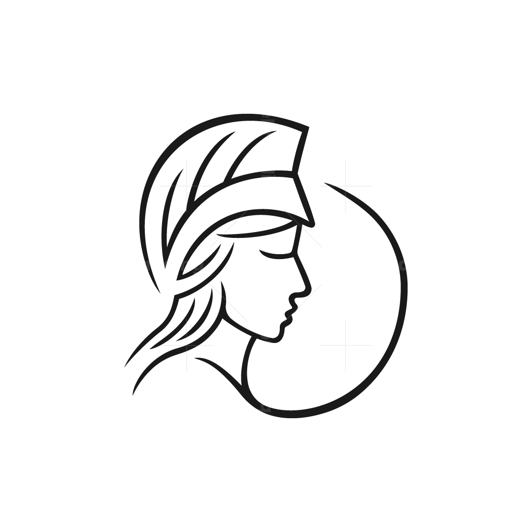 Linear Greek Goddess Athena Logo Concept, image size:1080x1080