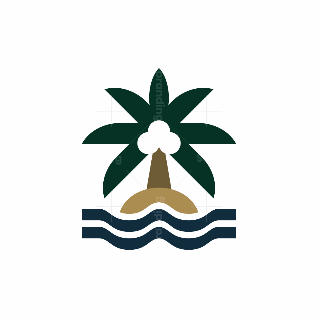Lonely Palm Island Simple Logo, image size:1080x1080