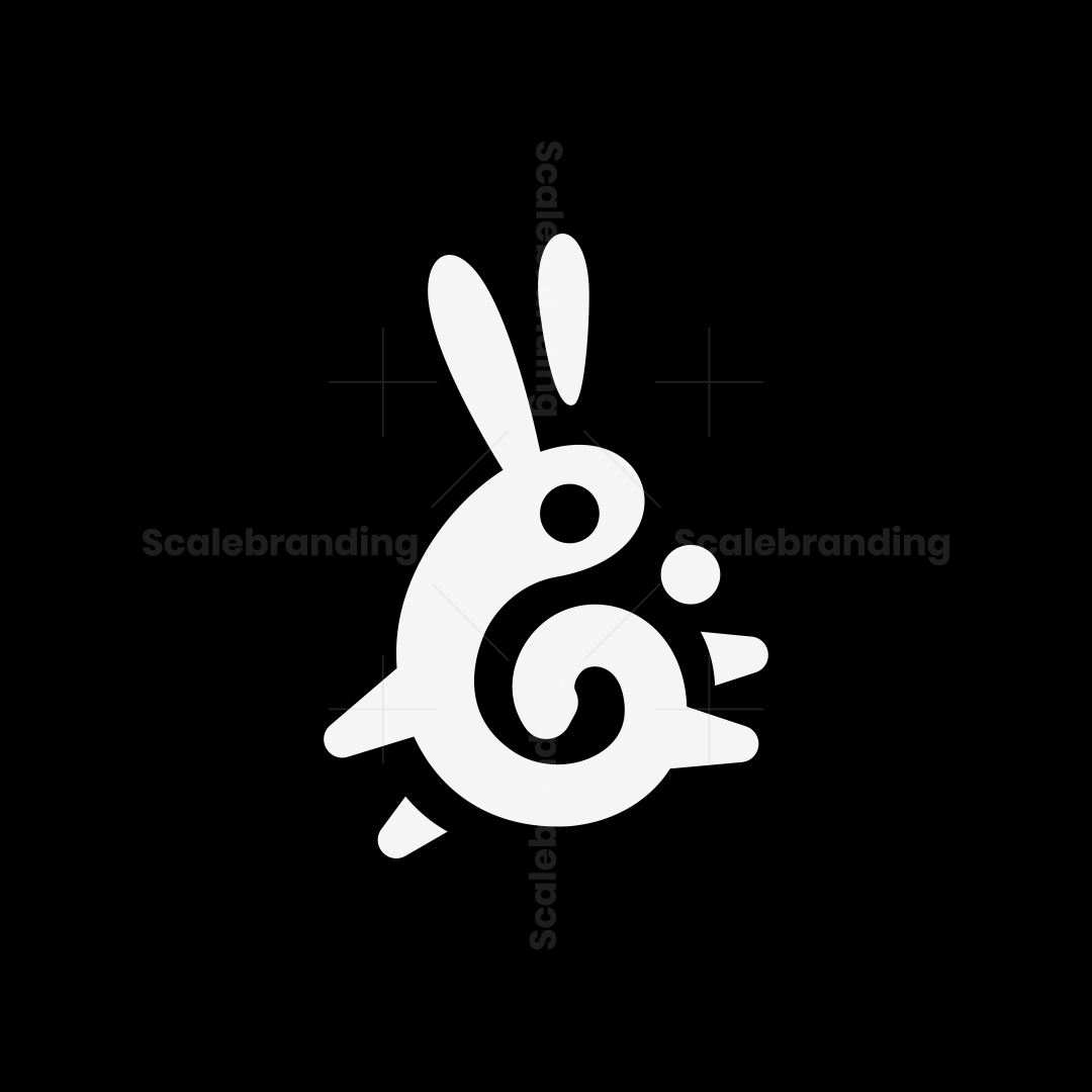 Minimal Circle Playful Rabbit Logo, image size:1080x1080