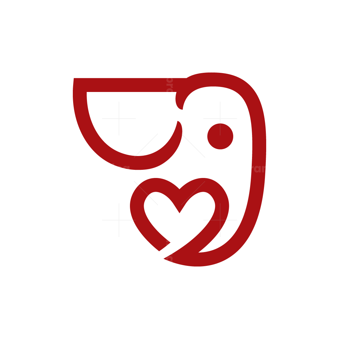 Minimalist Elephant Head Love Logo, image size:1080x1080