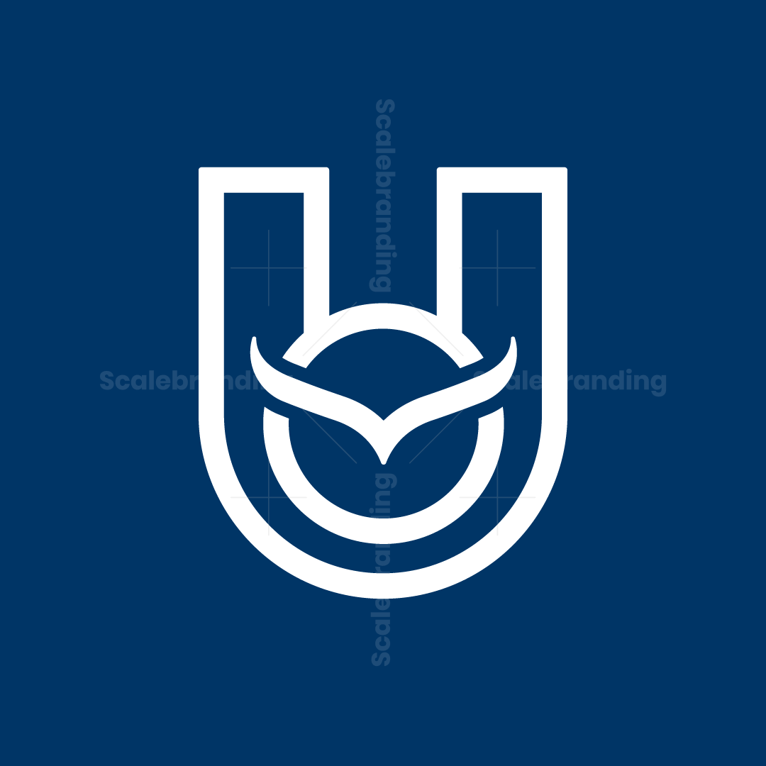 Minimalist Letter U With Owl Face Logo, image size:1080x1080
