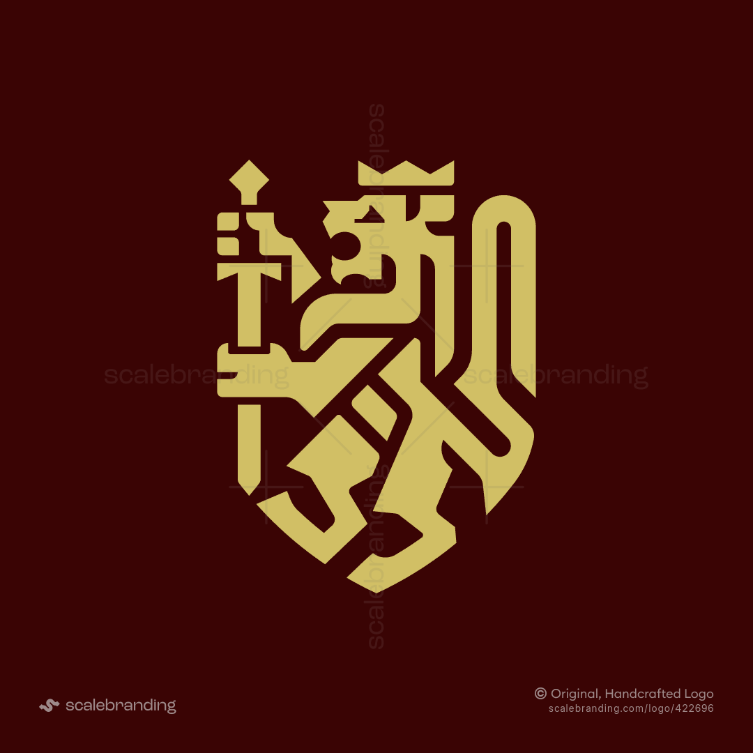 modern heraldic lion shield sword logo | Scalebranding