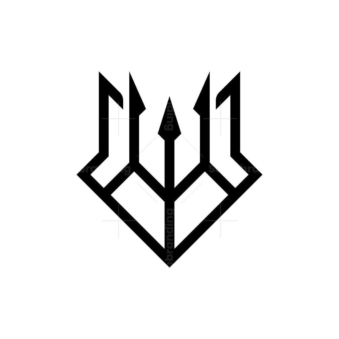 Modern Trident Wolf Head Logo