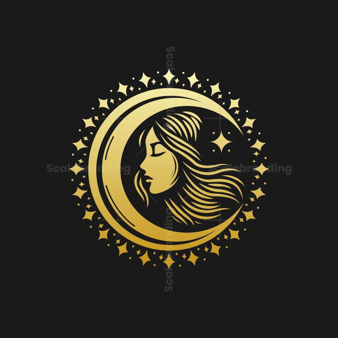 Celestial Moon Goddess Logo Luxury Feminine Brand Identity, image size:1080x1080