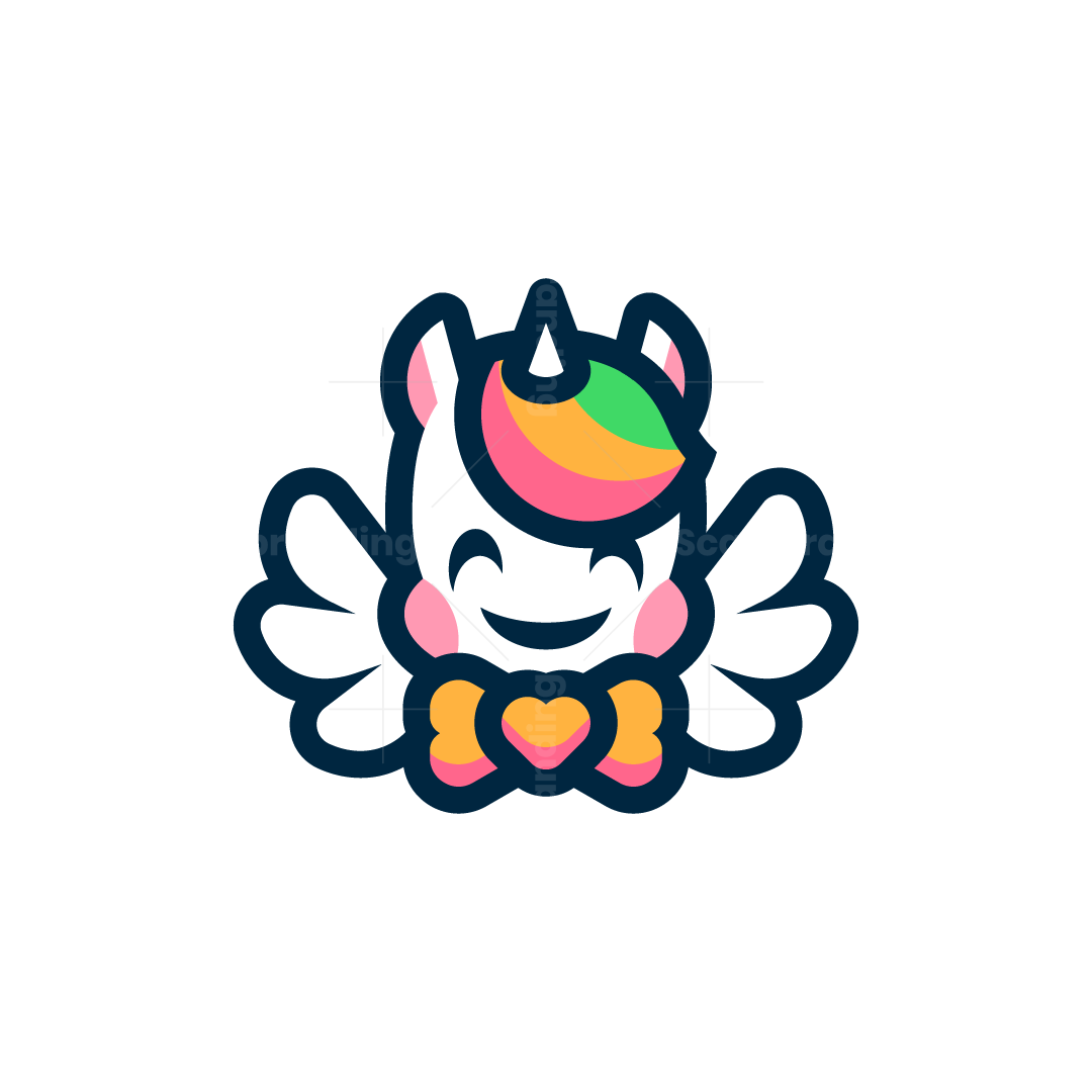 Playful mascot colorful fun unicorn logo, image size:1080x1080