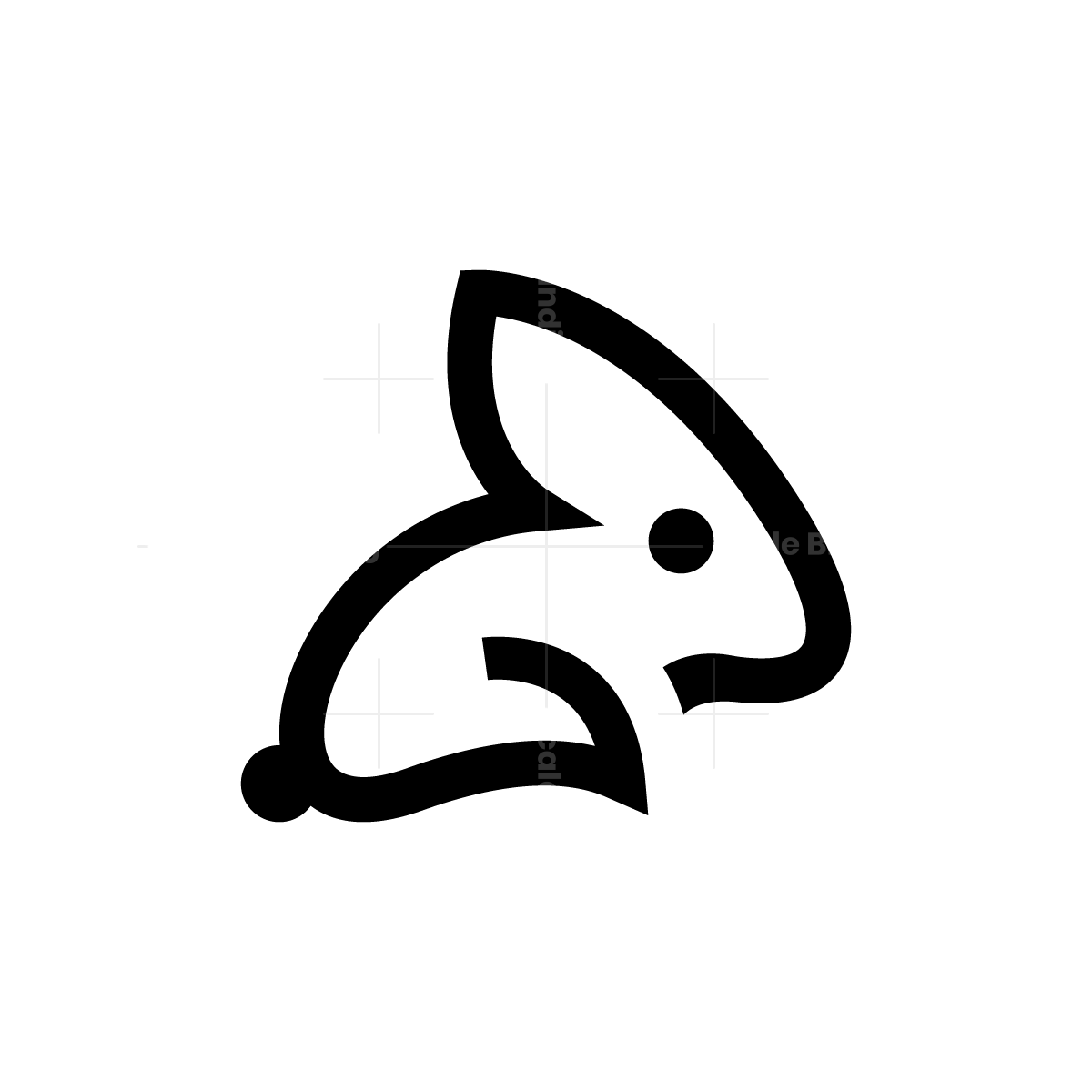 Rabbit Logo Design Little Bunny Logo Vector Black Lines Rabbit
