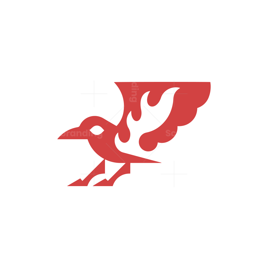 Negative Space Flame Raven Bird Logo | Scalebranding