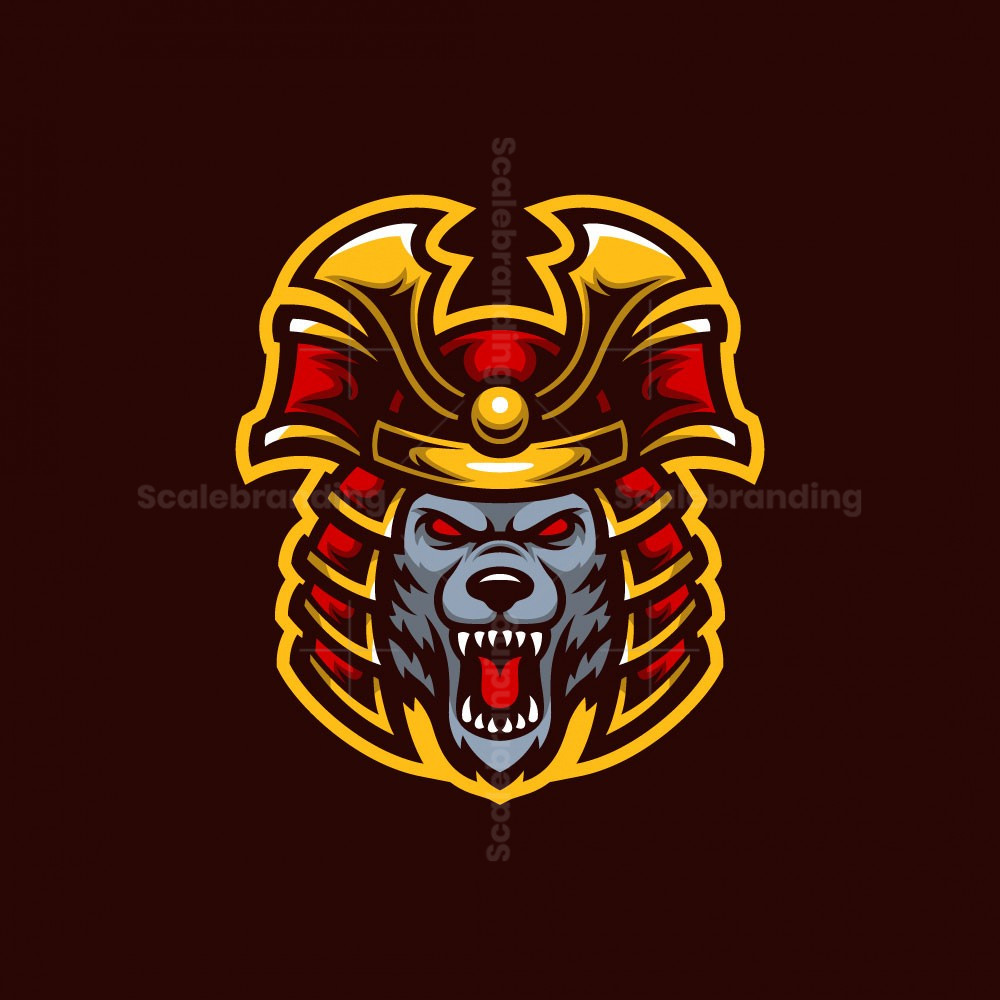Samurai Wolf Mascot Logo, image size:1000x1000
