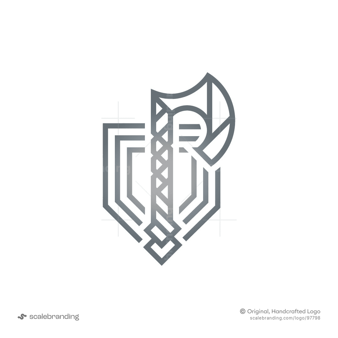 Viking Axe Logo Shield Nordic Axe Logo