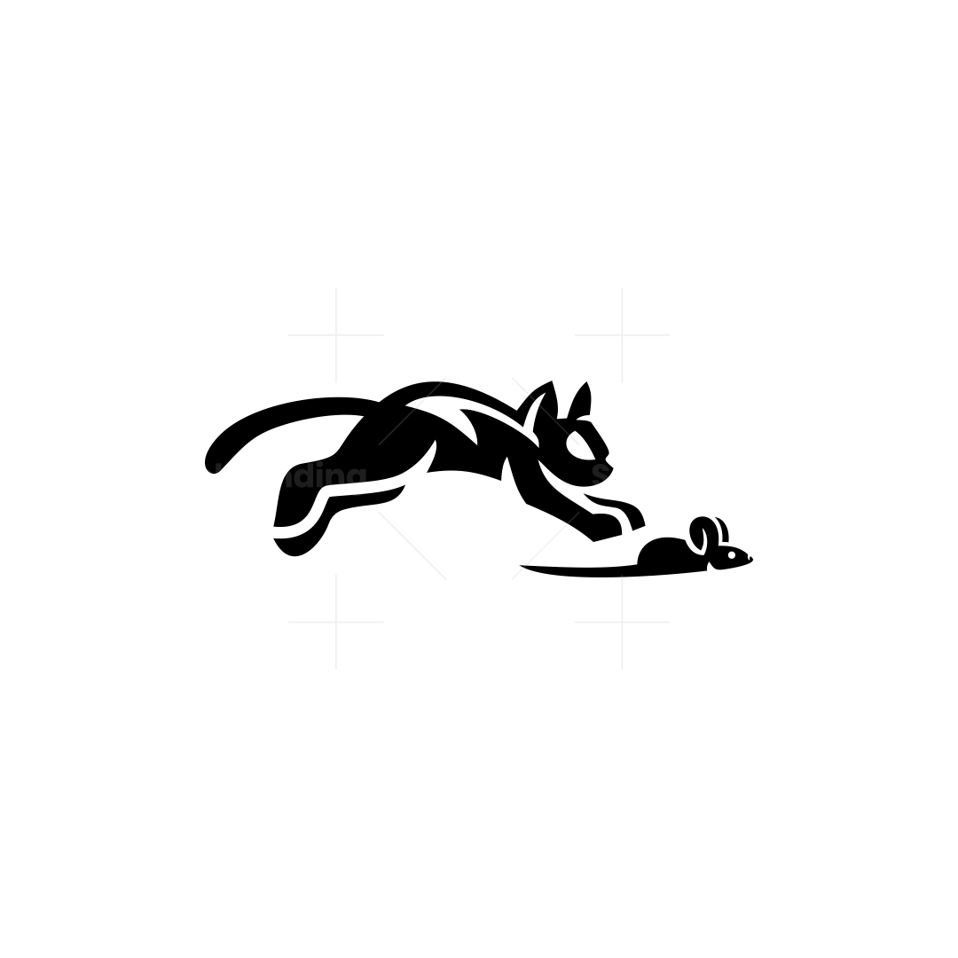 stylish cat jumping with mouse logo | Scalebranding, image size:1080x1080