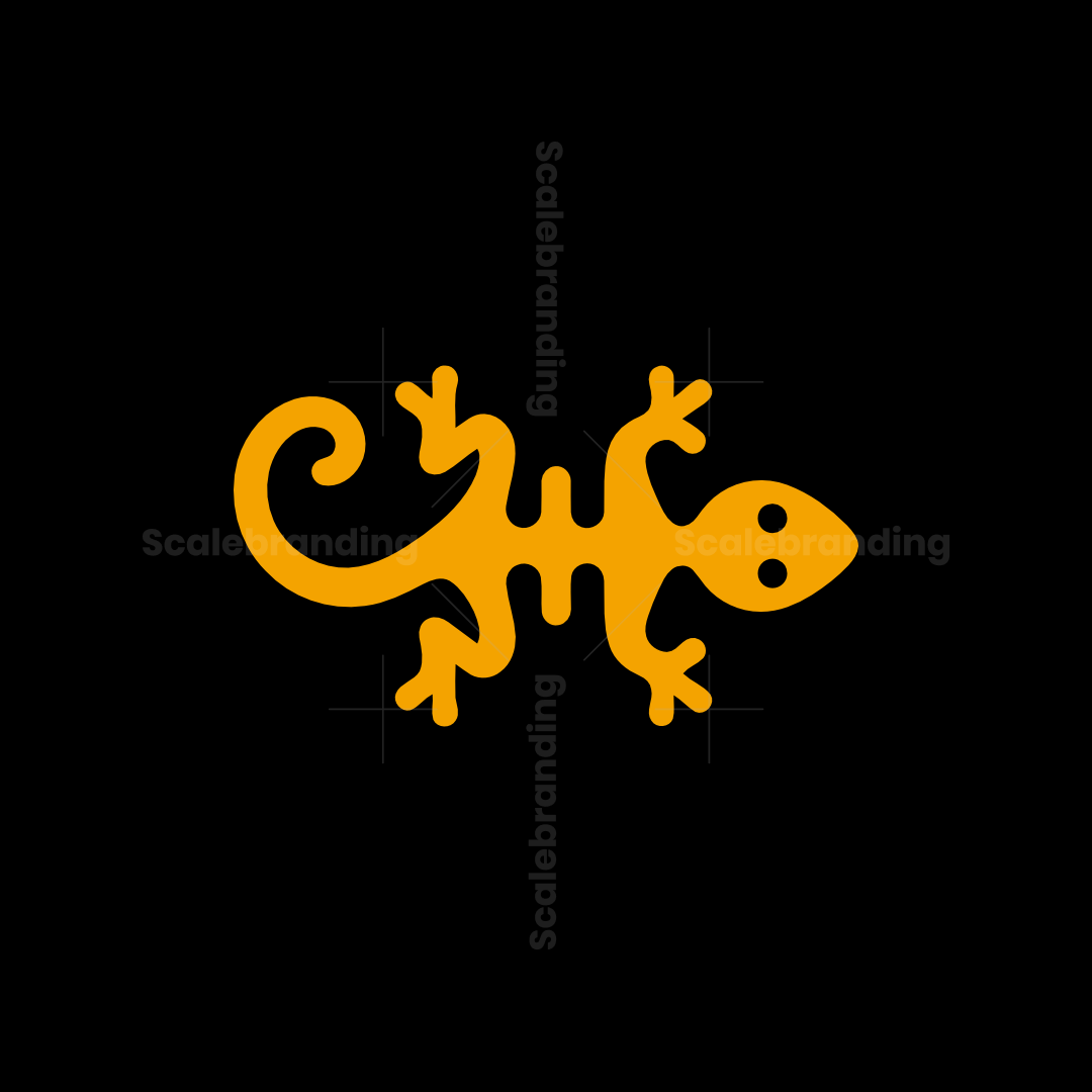 Gecko Circle Orange Lizard Logo | Scalebranding